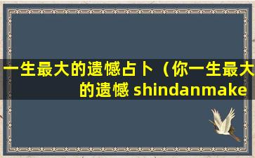 一生最大的遗憾占卜（你一生最大的遗憾 shindanmaker）